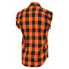 Milwaukee Leather MNG11698 Men's 'Checkered' Black and Orange Cut Off Flannel Shirt