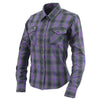 NexGen MNG21603 Women's Casual Black with Purple Long Sleeve Casual Cotton Flannel Shirt