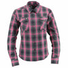 NexGen MNG21604 Women's Casual Black with Pink Long Sleeve Casual Cotton Flannel Shirt