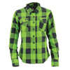 NexGen MNG21606 Women's Casual Lime Green and Black Long Sleeve Cotton Casual Flannel Shirt