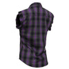 Milwaukee Leather MNG21624 Women's Flannel Black/Purple Button Down Sleeveless Cut Off Shirt w/ Frill Arm