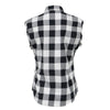 Milwaukee Leather MNG21625 Women's Flannel Down Sleeveless Shirt w/ Button Black / White & Cut Off Frill Arm Hole