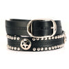 Milwaukee Leather MP7131 Men's Chrome Studded w/ Star Emblem Black Leather Biker Belt w/ Interchangeable Buckle -1.5 in Wide