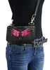 Milwaukee Leather MP8850 Ladies 'Winged' Leather Black and Pink Multi-Pocket Belt Bag