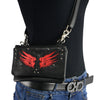 Milwaukee Leather MP8850 Ladies 'Winged' Leather Black and Red Multi Pocket Belt Bag