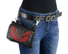Milwaukee Leather MP8853 Women's 'Flower' Black and Red Leather Multi Pocket Belt Bag