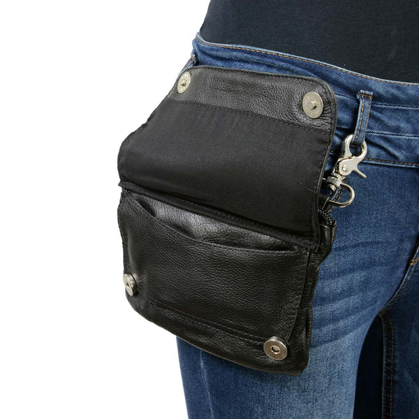 Warrior Creek Black Studded Belt Bag with Pockets and Inside Zipper Pouch. Amazon.com | Urieo Studded Belt Bag, Black Leather Waist Bag  main image 4