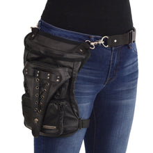 Milwaukee Leather MP8885 Ladies Black Conceal and Carry Black Leather Thigh Bag with Waist Belt