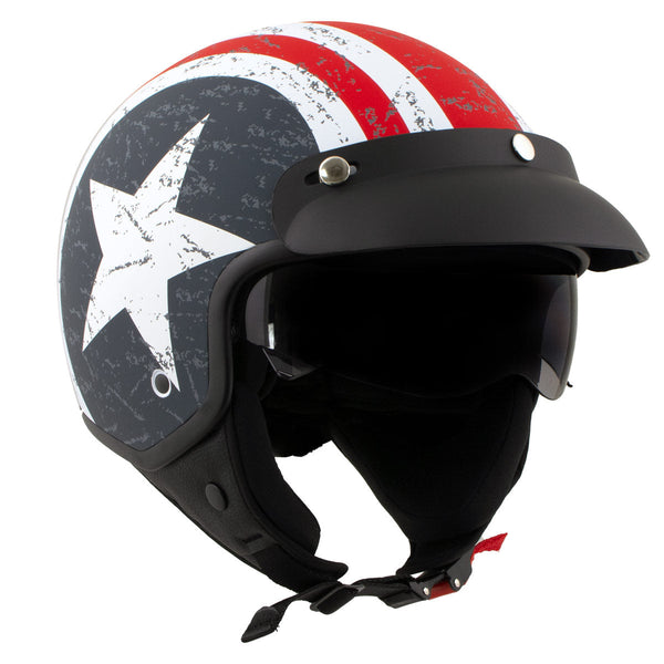 american flag 3 4 motorcycle helmet Milwaukee Helmets MPH9701DOT Maverick 3/4 Open Face Stars and Stripes Biker 50 lb fishing rod It looks and feels thule Color:Blueberry Red