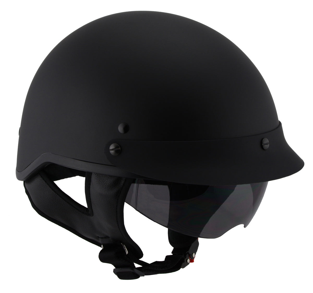 Milwaukee Performance Helmets MPH9720DOT Dot Approved 'Momentum' Matte Black Half Motorcycle Helmet for Men and Women Biker w/ Drop Down Tinted Visor