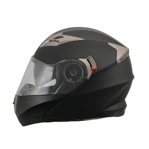 MATTE MPH9804DOT BLACK MODULAR Helmet with Drop Down Tinted Visor