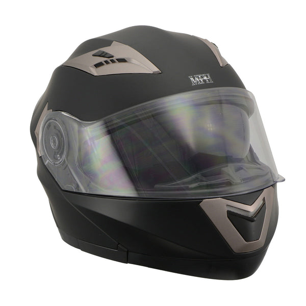 MATTE MPH9804DOT BLACK MODULAR Helmet with Drop Down Tinted Visor