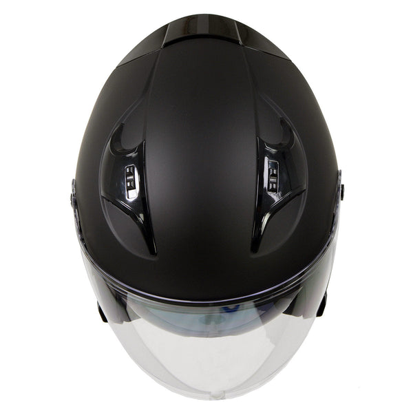 bluetooth cruiser motorcycle helmet RetroRide Smart Bluetooth Open-Face Motorcycle Helmet with Dual Sun Visors Dark Grey - Long Visor