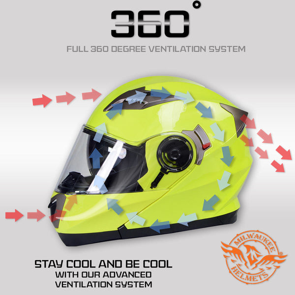 NEON MPH9809DOT 'Ionized' Neon Yellow Advanced Motorcycle Modular Helm–  HighwayLeather