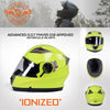 Milwaukee Helmets MPH9809DOT 'Ionized' Neon Yellow Advanced Motorcycle Modular Helmet for Men and Women Biker w/ Drop Down Visor