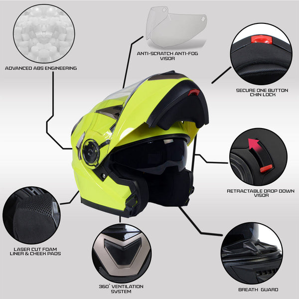 NEON MPH9809DOT 'Ionized' Neon Yellow Advanced Motorcycle Modular