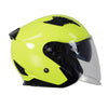 Milwaukee Helmets MPH9823DOT 'Shift' Open Face 3/4 Neon Yellow Helmet for Men and Women Biker with Drop Down Tinted Visor