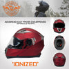 Milwaukee Helmets MPH9826DOT 'Ionized' Flat Red Advanced Motorcycle Modular Helmet w/ Drop Down Visor