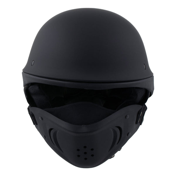 ak88 motorcycle helmet Milwaukee Helmets MPH9830DOT 'Rascal' 3/4 Open Face Flat Black 2 in 1 – HighwayLeather