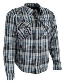 Milwaukee Leather MPM1626 Men's Plaid Flannel Biker Shirt with CE Approved Armor - Reinforced w/ Aramid Fiber