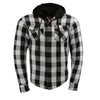 Milwaukee Leather MPM1629 Men's Plaid Hooded Flannel Biker Shirt with CE Approved Armor - Reinforced w/ Aramid Fibers