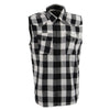 Milwaukee Leather MPM1647 Men's 'Checkered' Black and White Cut Off Flannel Shirt