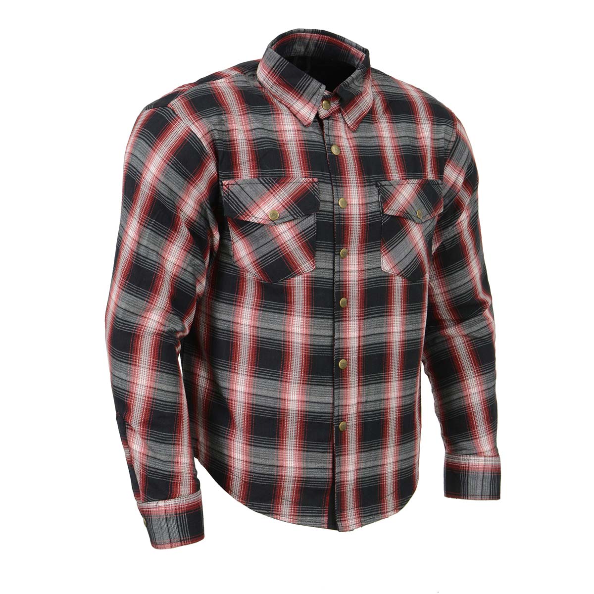 Milwaukee Leather MPM1653 Men's Plaid Flannel Biker Shirt with CE Approved Armor - Reinforced w/ Aramid Fibers