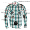 Milwaukee Leather MPM1639 Men's Plaid Flannel Biker Shirt with CE Approved Armor - Reinforced w/ Aramid Fibers