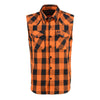 Milwaukee Leather MPM1655 Men's 'Checkered' Black and Orange Cut Off Flannel Shirt