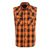 Milwaukee Leather MPM1655 Men's 'Checkered' Black and Orange Cut Off Flannel Shirt