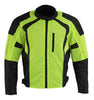 Milwaukee Leather MPM1793 Green High Vis Armored Mesh Motorcycle Jacket for Men - All Season Biker Jacket