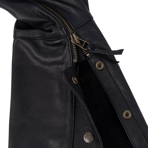 Milwaukee Leather Women's Motorcycle Chaps - Premium Black Goat Skin, Lightweight W/ Lacing Accents & Stretch Panels - Size Large