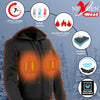 Nexgen Heat NXL2713SET Women 'Heated' Front Zipper Black Hoodie Jacket for Outdoor Activities w/ Battery Pack