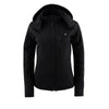 Nexgen Heat NXL2767SET Women's Black Ruffled Heated Soft Shell Jacket with Detachable Hood for Hiking w/ Battery