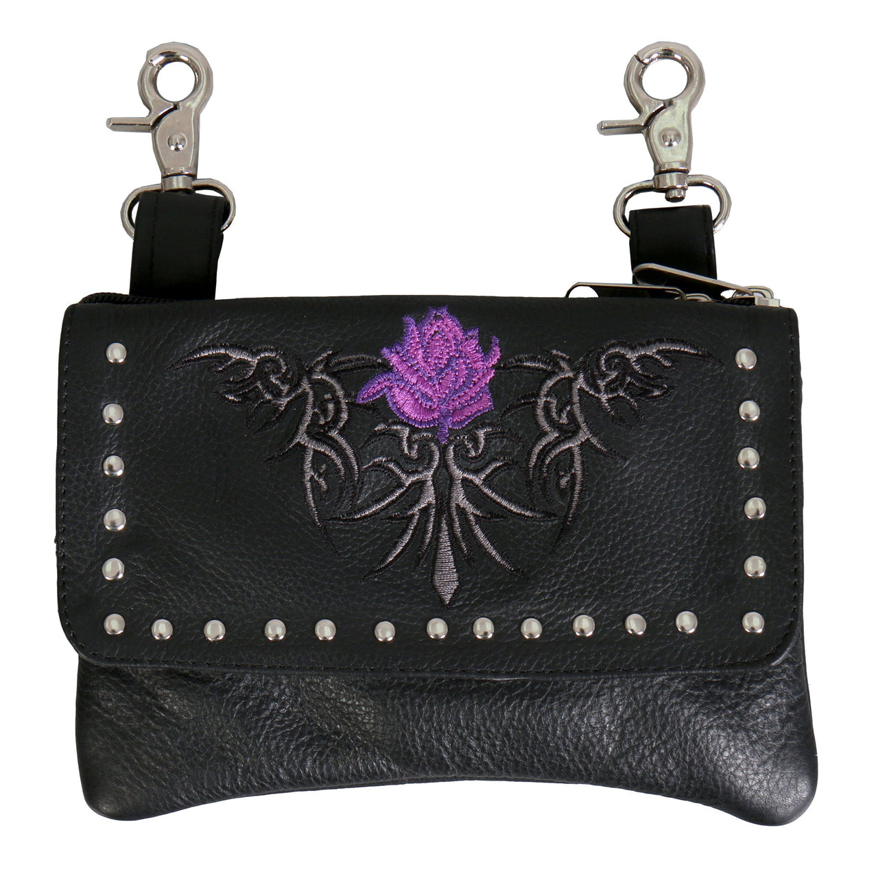 Hot Leathers CPE2008 Clip Pouch Purple Flower-8â€x5â€x1â€