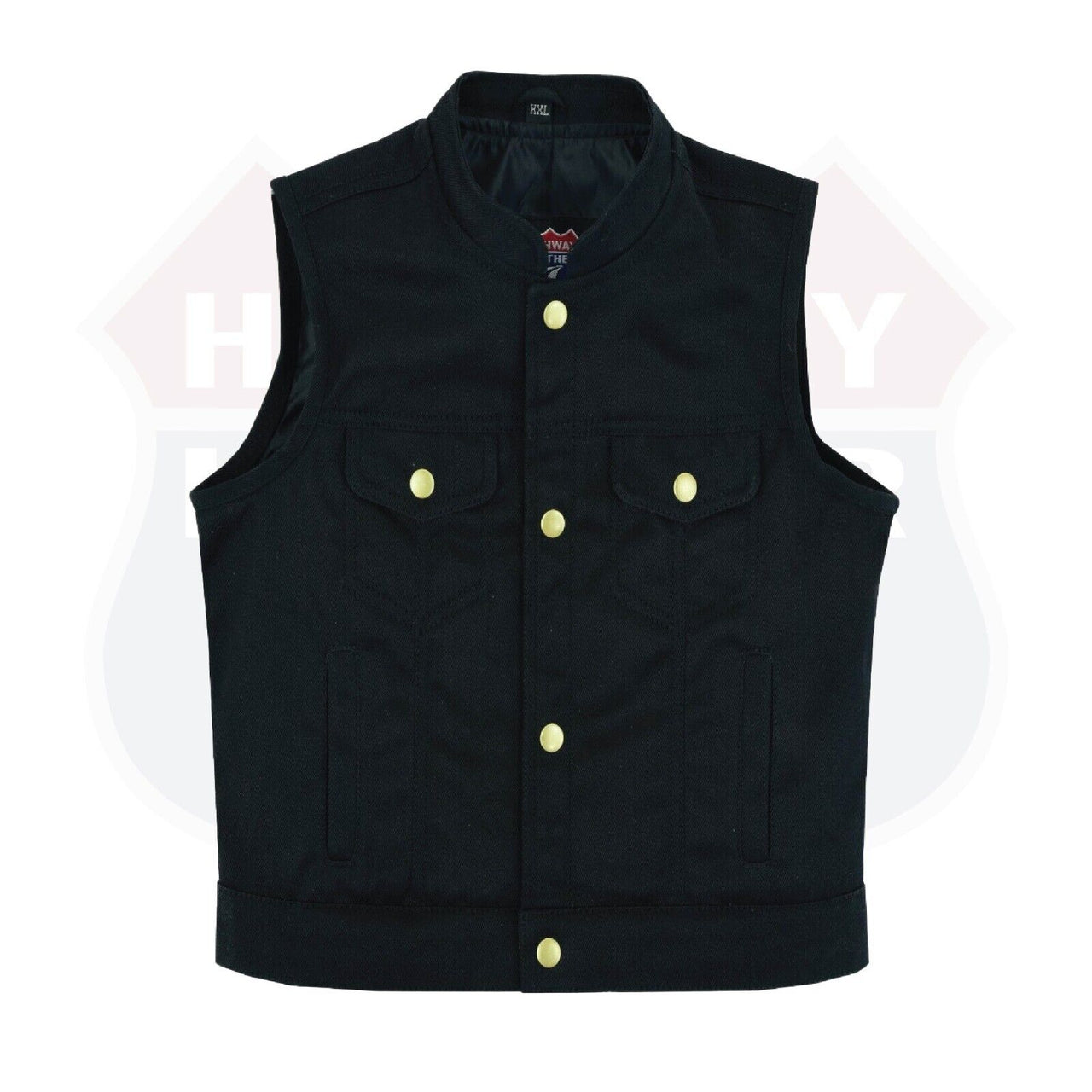 HL21920DMBLACK Kid's Unisex SOA Denim plain sideToddler Black Vest - HighwayLeather