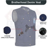 BLUE HL21689BLUE Biker Denim Club Style Anarchy Vest with Conceal Carry Gun pocket both sides - HighwayLeather