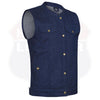 BLUE HL21689BLUE Biker Denim Club Style Anarchy Vest with Conceal Carry Gun pocket both sides - HighwayLeather