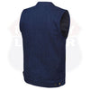 BLUE HL21689BLUE Biker Denim Club Style Anarchy Vest with Conceal Carry Gun pocket both sides - HighwayLeather