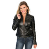 Milwaukee Leather SFL2800 Women's 'Racer' Black Stand Up Collar Motorcycle Fashion Leather Jacket