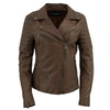 Milwaukee Leather SFL2812 Brown Vintage Motorcycle Inspired Leather Jacket for Women - Veg-Tan Fashion Jacket