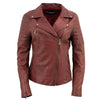 Milwaukee Leather SFL2812 Red Vintage Motorcycle Inspired Leather Jacket for Women - Veg-Tan Fashion Jacket