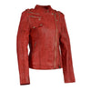 Milwaukee Leather SFL2845 Women's Distressed Red Leather Motorcycle Style Jacket with Asymmetrical Zipper