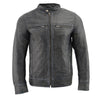 Milwaukee Leather SFM1830 Men's 'Cafe Racer' Triple Stitch Black and Grey Leather Jacket