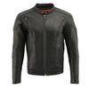 Milwaukee Leather SH1010 Men's 'Scooter' Black Vented Motorcycle Leather Jacket with Side Laces in Tall Sizes