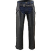 Milwaukee Leather Chaps for Men's Black Leather Slash Pocket- Snap Out Thermal Lined Motorcycle Riders Chap- SH1103