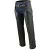 Milwaukee Leather SH1103NL Men's Black Leather Slash Pocket Motorcycle Chaps