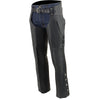 Milwaukee Leather Chaps for Men's Black Prime Leather Zipped Thigh Pocket- Mesh Lined Motorcycle Rider Chap- SH1190