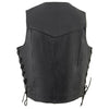 Milwaukee Leather SH131578 Men's Black Leather Classic V-Neck Motorcycle Leather Vest w/ Side Lace