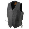 Milwaukee Leather SH131578 Men's Black Leather Classic V-Neck Motorcycle Leather Vest w/ Side Lace